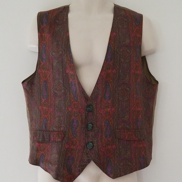 Vintage Touch Paisley Mens Dress Vest Size Medium - Picture 6 of 8